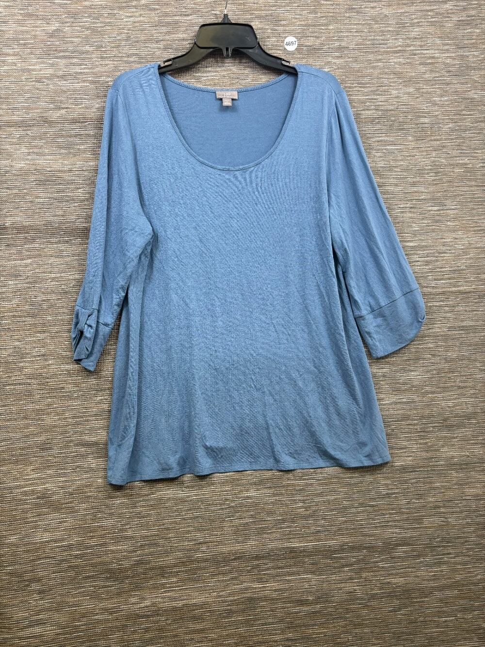 J Jill Wearever Collection Tunic Top Womens Sz L Blue 3/4 Length Sleeve Stretch